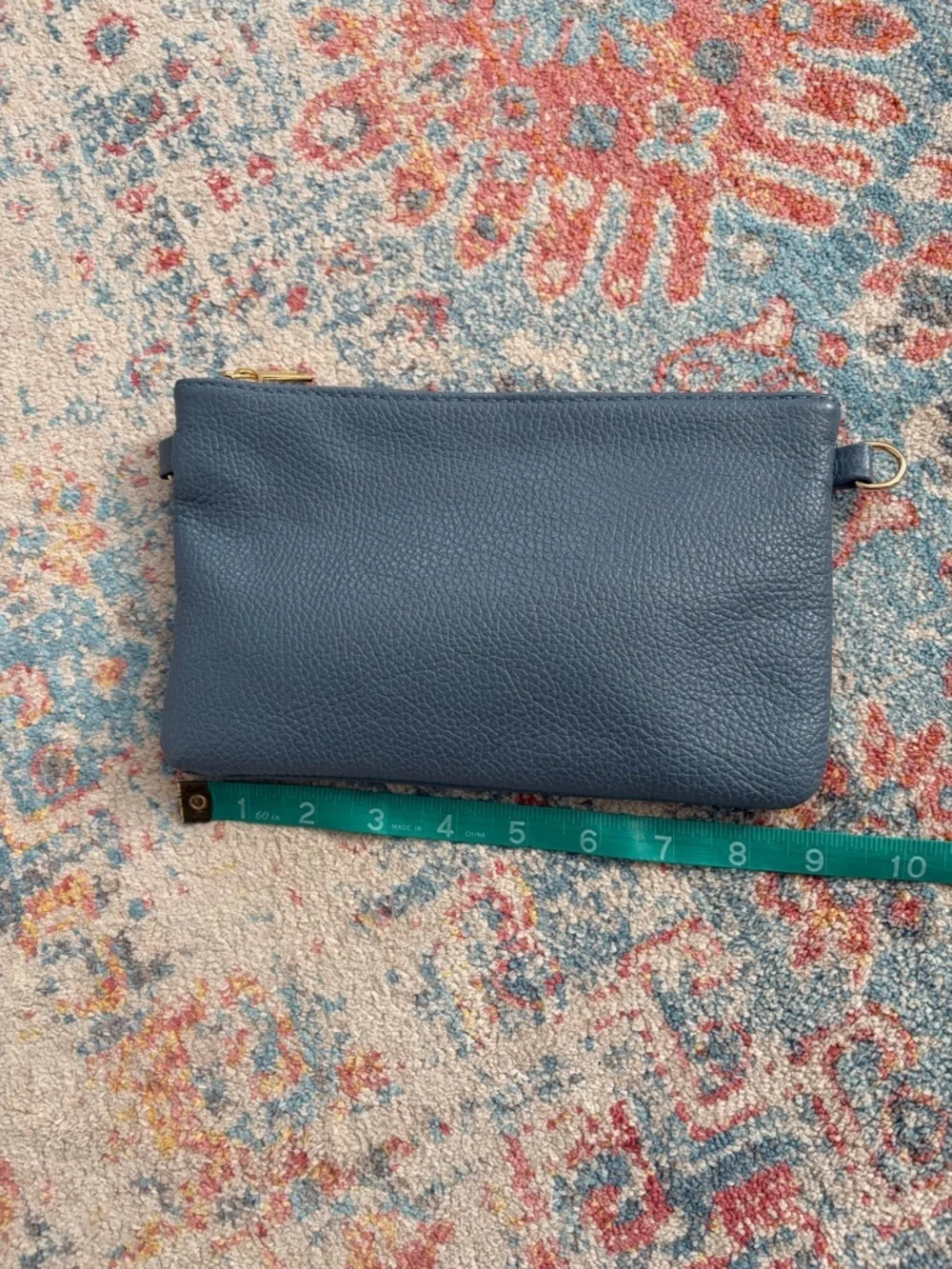 Light blue pebbled leather clutch/wristlet/crossbody
